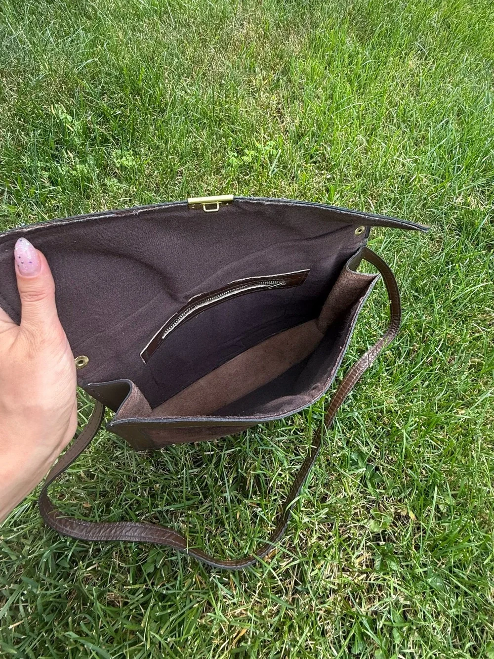 Y2K Vintage Chocolate Brown Leather & Suede Crossbody Shoulder Bag Unisex